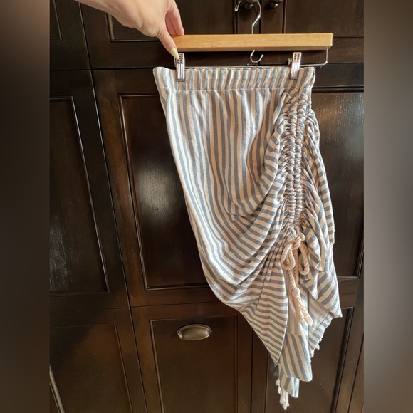 Just Bee Queen Blue and Cream Tulum Stripe Skirt Size M - Picture 3 of 12
